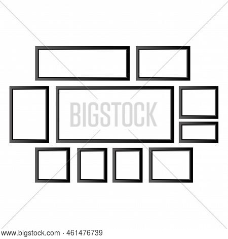 Modern Photo Frames Set. Edge Frame. Interior Painting. Vector Illustration. Stock Image.