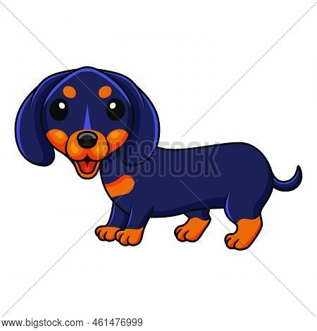 Vector Illustration Of Cute Dashund Dog Cartoon Posing
