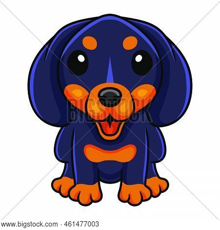 Vector Illustration Of Cute Dashund Dog Cartoon Sitting