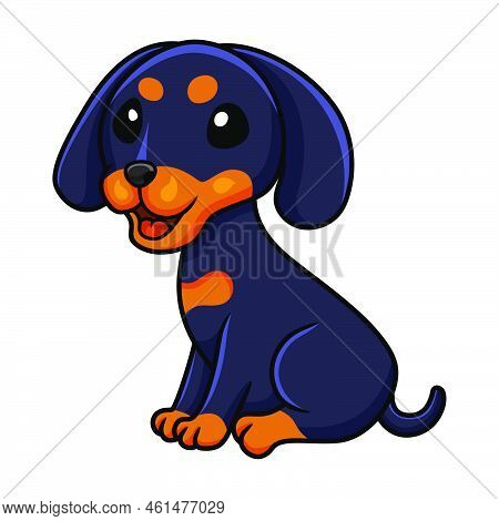 Vector Illustration Of Cute Dashund Dog Cartoon Sitting