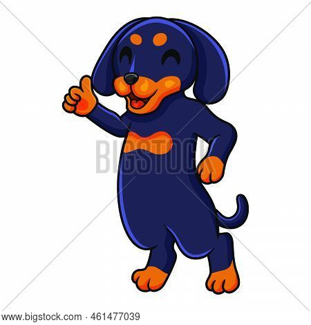 Vector Illustration Of Cute Dashund Dog Cartoon Giving Thumb Up