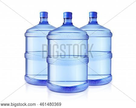 Big Bottles Of Water Isolated On A White Background