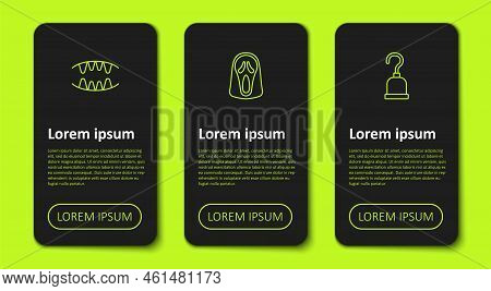 Set Line Vampire Teeth, Funny And Scary Ghost Mask And Pirate Hook. Business Infographic Template. V