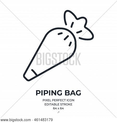 Piping Bag Editable Stroke Outline Icon Isolated On White Background Flat Vector Illustration. Pixel
