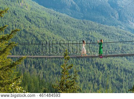 The Sea To Sky Gondola's Sky Pilot Suspension Bridge, Squamish Bc Canada. New Gondola Offer New Look