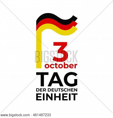 October 3, German Unity Day. Vector Template With Wavy Flag In Simple Concise Style, Icon. National 