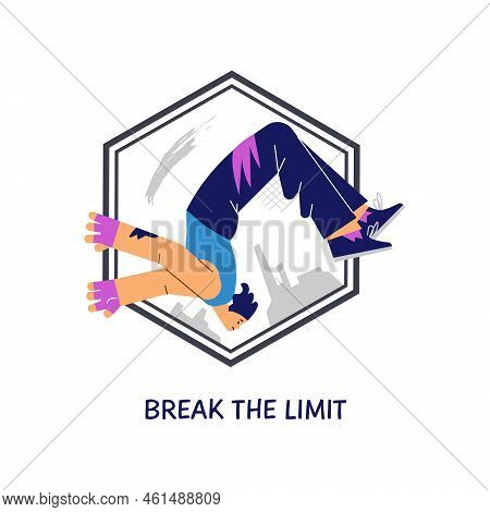 Parkour Icon, Young Man Doing Backflip - Flat Vector Illustration Isolated On White Background.