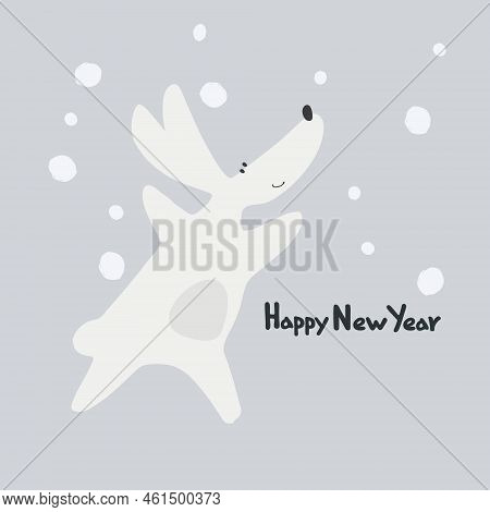 New Year Greeting Card With Water Rabbit, Zodiac Animal For 2023. Horoscope Bull And Hand-lettered G