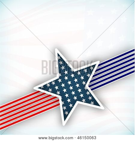  4th July, American Independence Day background with star in national flag colors on grey background.