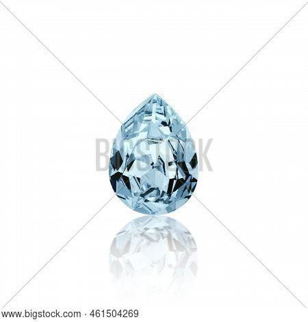 Macro Stone Mineral Faceted Aquamarine On A White Background Close-up