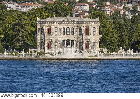 Bosforus Strait And Kucuksu Palace Pavilion Near Istanbul. Turkey