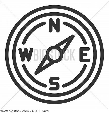 Arrow Compass With Cardinal Points - Icon, Illustration On White Background, Outline Style