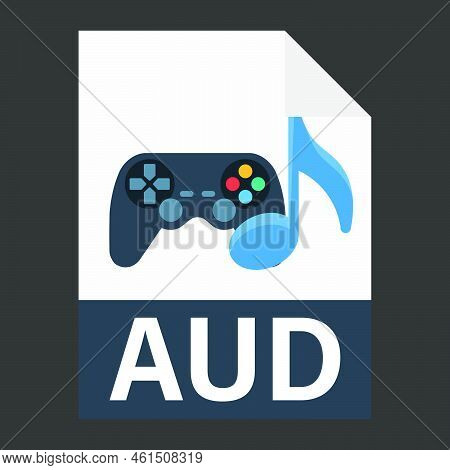 Modern Flat Design Of Aud File Icon For Web. Simple Style