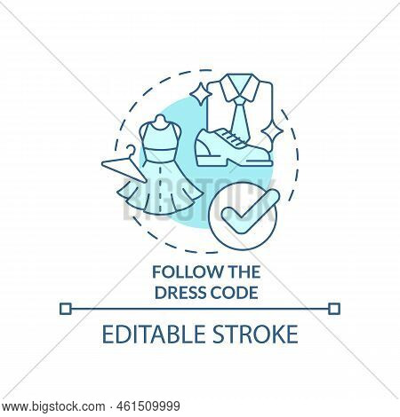 Follow Dress Code Turquoise Concept Icon. Common Business Event Etiquette Rule Abstract Idea Thin Li