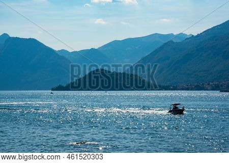 Beautiful Panorama Of Lake Como In Summer, Famous Tourism Destination