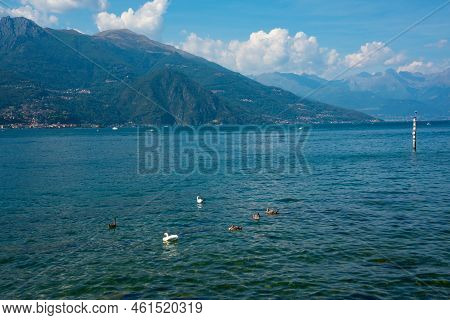 Beautiful Panorama Of Lake Como In Summer, Famous Tourism Destination