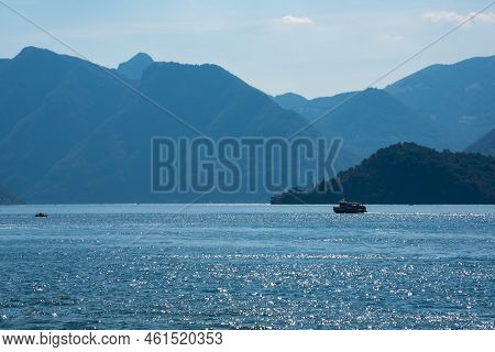 Beautiful Panorama Of Lake Como In Summer, Famous Tourism Destination