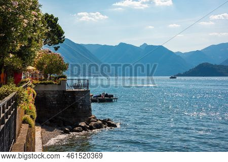 Beautiful Panorama Of Lake Como In Summer, Famous Tourism Destination