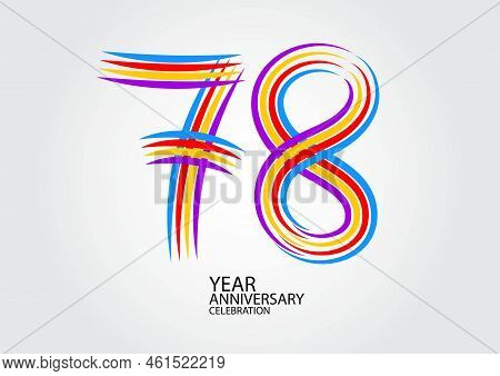 78 Years Anniversary Celebration Logotype Colorful Line Vector, 78th Birthday Logo, 78 Number Design