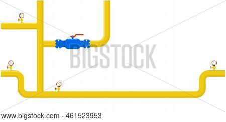 Gas Pipeline Construction Background With Text. Vector Stock Illustration Isolated On White Backgrou