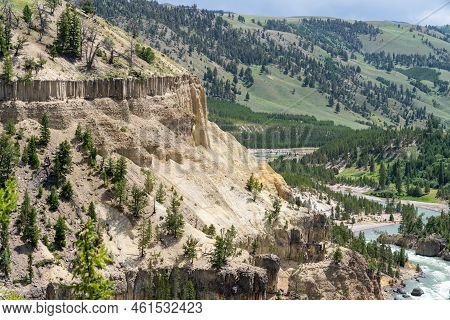 Interesting Scenery Near The Calcite Springs Overlook, Of The Basalt Columns And Rock Formations Alo