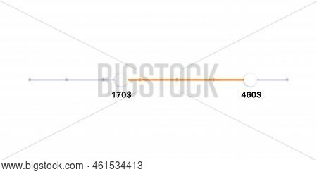 Price Range Scrollbar In Web Form, Online Application. Filter Slider On Website, Flat User Interface