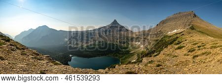 Panorama Of Mount Morgan Flinsch Peak And Old Man Lake From Pitamakan Pass In Glacier National Park