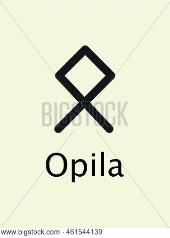 Oþila Rune Alphabet, Futhark. Writing Ancient Germans. Vector Mystical Symbols. 
Esoteric, Occult, M