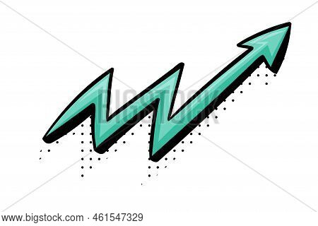 Curved Blue Arrow With Pointed End And Dots Doodle Style Vector Element