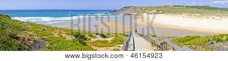Panorama from Amoreira beach in the Algarve Portugal