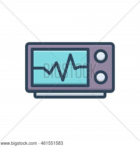 Color Illustration Icon For Mhz Audio Computer Frequency Radio Signal Technology Wave Cardiology Ele