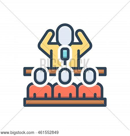 Color Illustration Icon For Senator Member Lawmaker Legislator Politician Speaker Podium Presenter C