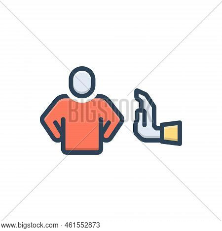 Color Illustration Icon For Excuse Apology Person Regret Regretful Stop Warning Hand