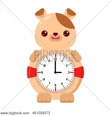 Children's Round Mechanical Watch With A Dog. Children's Time. Watches Kids. Clock For Kids.
