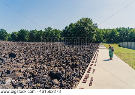 08.27.2022 - Belzec, Poland - Belzec Nazi Death Camp. Stone Remains In Place Of Nazi Death Camp Grou
