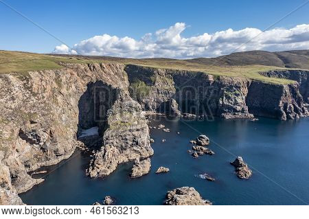 Aerial View Of The Cliffs Near The Lighthouse On The Island Of Arranmore In County Donegal, Ireland