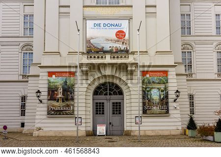 Vienna, Austria - October 2021: Entrance To Austrian National Library At Josefsplatz Square Of Hofbu