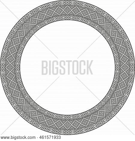 Vector Round Monochrome Seamless Belarusian National Ornament. Ethnic Endless Circle Black Border, S