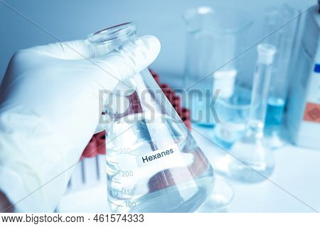 Hexanes In Glass, Chemical In The Laboratory And Industry