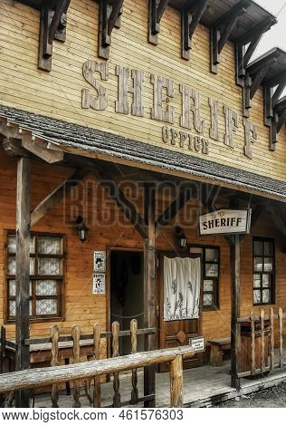 Liptovsky Mikulas, Slovakia - August 19, 2011: Vintage Wild West Town With Sheriff Office Building I