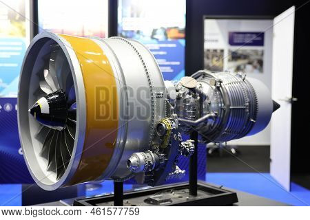 December 8, 2021, Sochi, Russia. Layout Of The Russian Pd-14 Jet Aircraft Engine