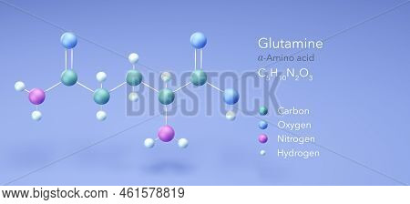 Glutamine, Molecular Structures, Amino Acid, 3d Model, Structural Chemical Formula And Atoms With Co