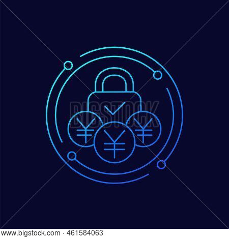 Fixed Cost Or Price Line Icon With Yuan, Vector