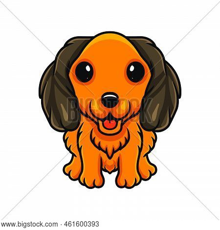 Vector Illustration Of Cute Dachund Dog Cartoon Sitting