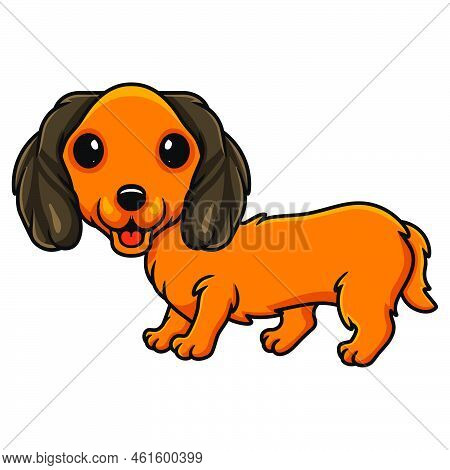 Vector Illustration Of Cute Dachund Dog Cartoon Posing