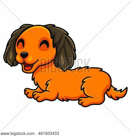 Vector Illustration Of Cute Dachund Dog Cartoon Laying Down
