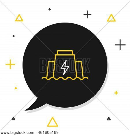 Line Hydroelectric Dam Icon Isolated On White Background. Water Energy Plant. Hydropower. Hydroelect