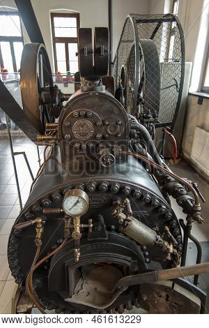 Rozewie, Poland, May 13, 2022: The Building Of The Old Engine Room At The Rozewie Lighthouse, Contai