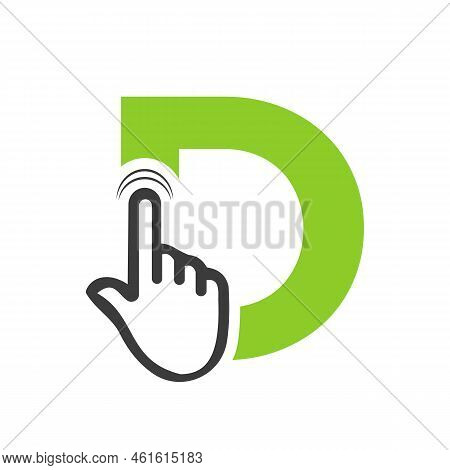 Letter D Finger Click Logo Vector Template Concept For Technology Symbol