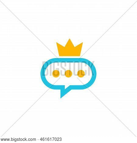 Chat King Logo Design Template. Crown Chat Logo Concept Vector. Creative Icon Symbol